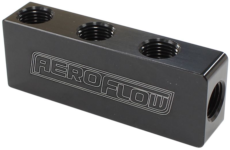 Compact Distribution Block 1 In - 6 Out, All Ports 1/8&quot NPT, Black Finish