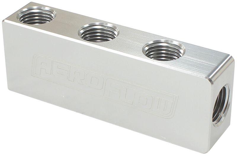 Compact Distribution Block 1 In - 6 Out, All Ports 1/8&quot NPT, Silver Finish