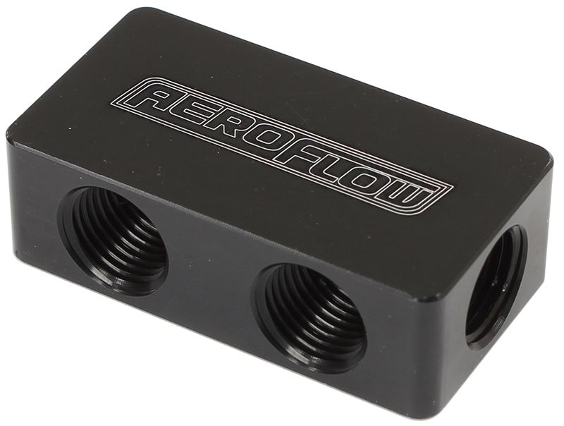Compact Distribution Block 2 In - 4 Out, All Ports 1/8&quot NPT, Black Finish