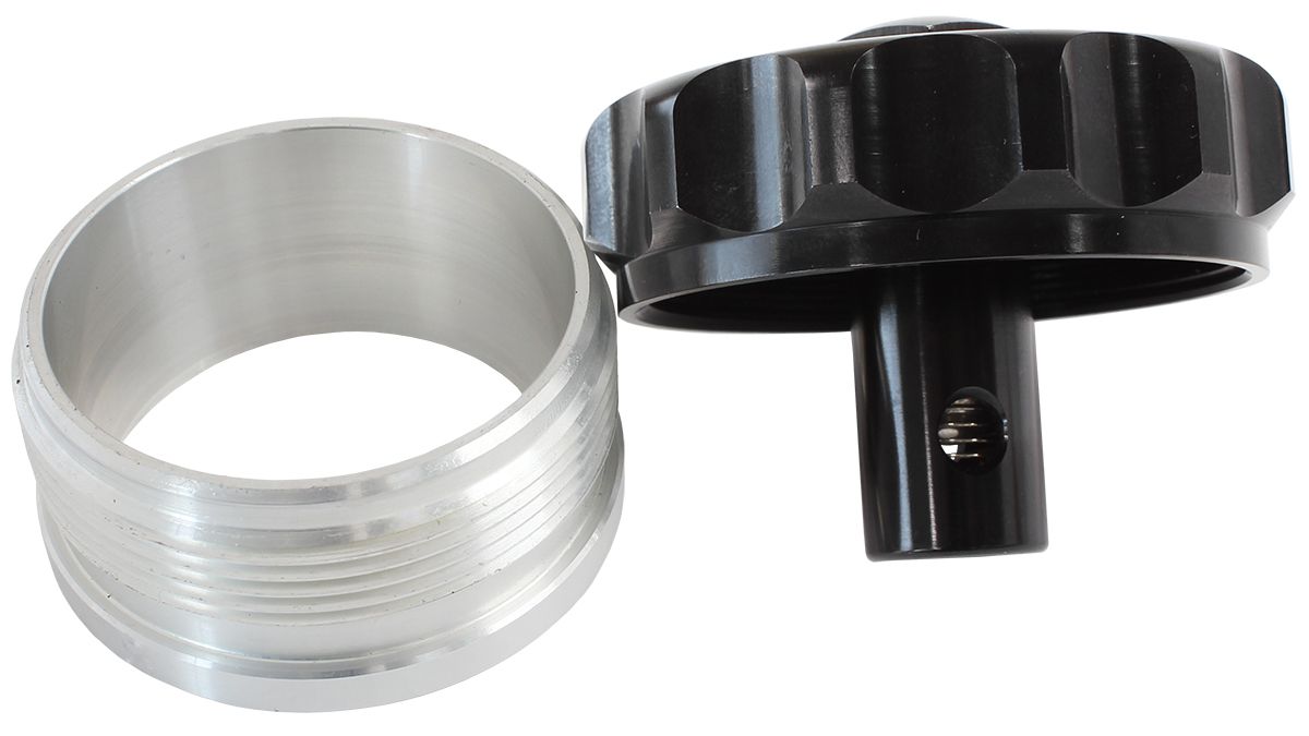 Billet Aluminium Weld-On Filler Neck & Cap - Black 2" I.D Weld-On With Rollover Valve Cap