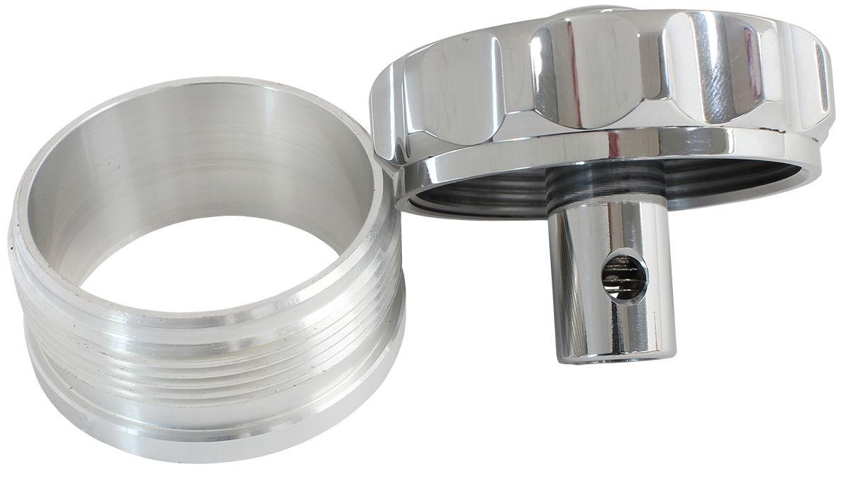 Billet Aluminium Weld-On Filler Neck & Cap - Polished  2" I.D Weld-On With Rollover Valve Cap