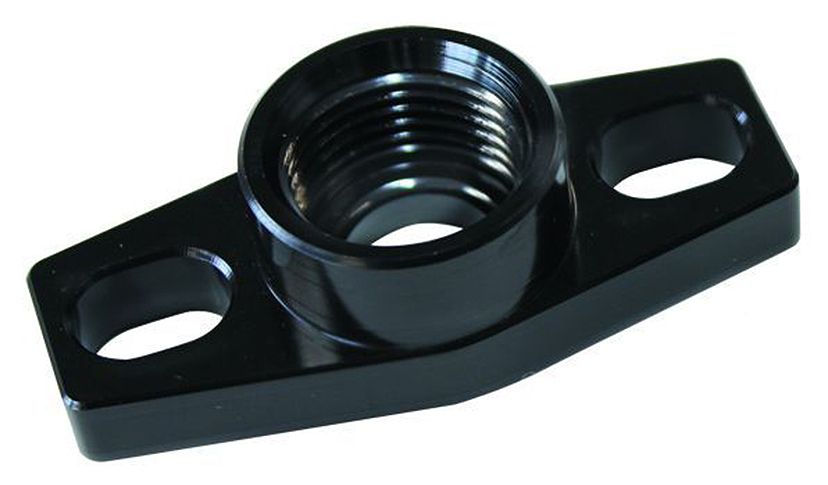Turbo Drain Adapter  -8AN ORB outlet, 36 to 47.5mm bolt centre, Black Finish