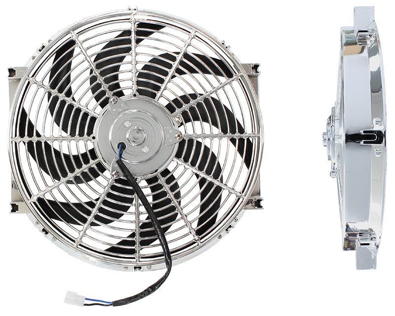 14" Chrome Electric Thermo Fan  Curved Blades