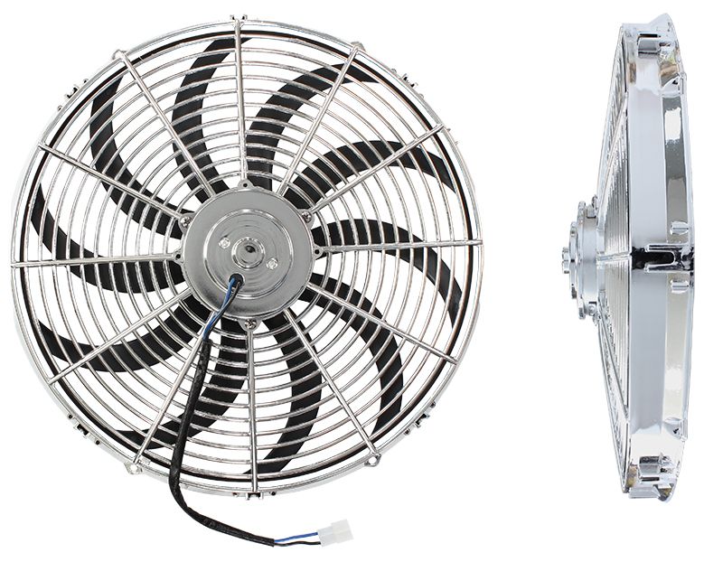 16" Chrome Electric Thermo Fan  Curved Blades