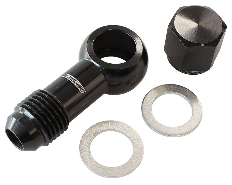 90° Fuel Pump Banjo Kit - Black  -6AN Banjo Fitting & Cap