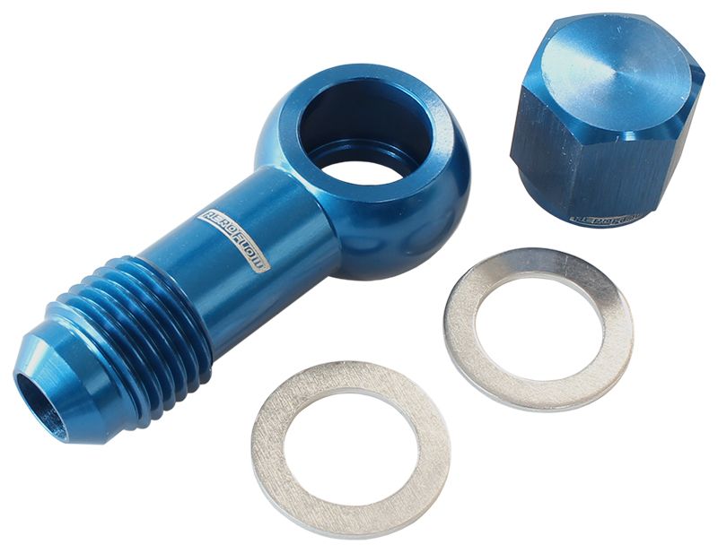 90° Fuel Pump Banjo Kit - Blue  -6AN Banjo Fitting & Cap