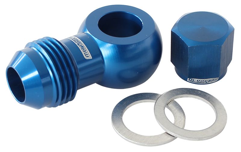 90° Fuel Pump Banjo Kit - Blue  -8AN Banjo Fitting & Cap