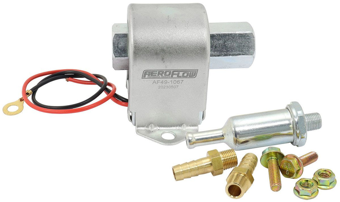 Super Low Pressure In-Line (Facet) Carburettor Fuel Pump  25 GPH @ 4 Psi, 1/8" NPT Inlet/Outlet, Metal Body