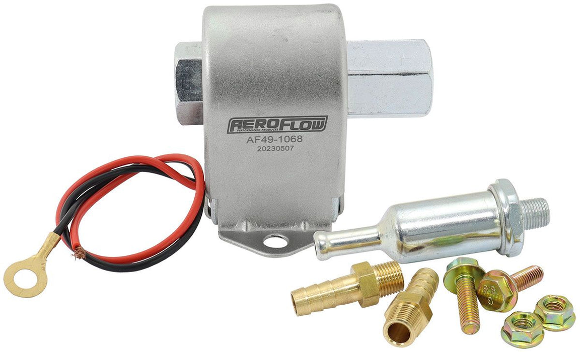 Low Pressure In-Line (Facet) Carburettor Fuel Pump  25 GPH @ 7 Psi, 1/8" NPT Inlet/Outlet, Metal Body