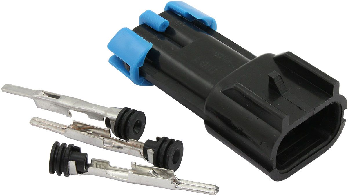 Delphi 40mm Fuel Pump Male Plug & Pins - Rated for all Fuel Types  Suit 525LPH, 450LPH Aeroflow Fuel Pumps