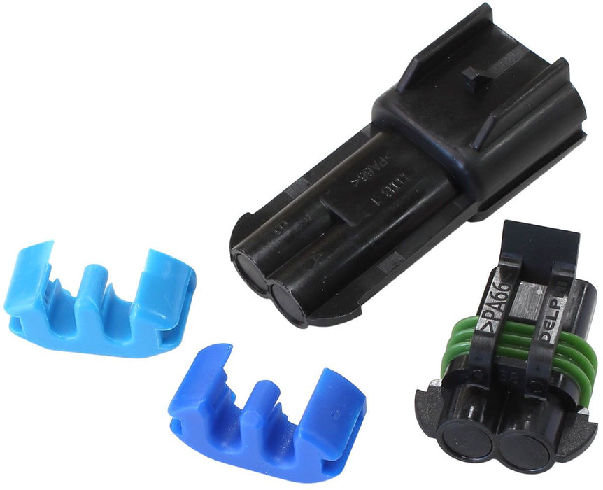 Delphi 2 Pin Fuel PumpFemale and Male Blank Off Connectors Suit Aeroflow, Delphi, Walbro, Ti 40mm Diameter Fuel Pumps