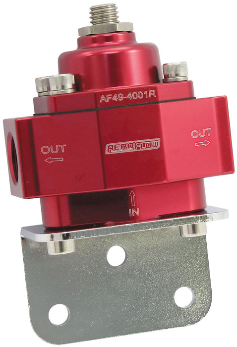 Billet 2-Port Fuel Pressure Regulator with 3/8" NPT Ports  Red Finish. 1-11 psi Adjustable