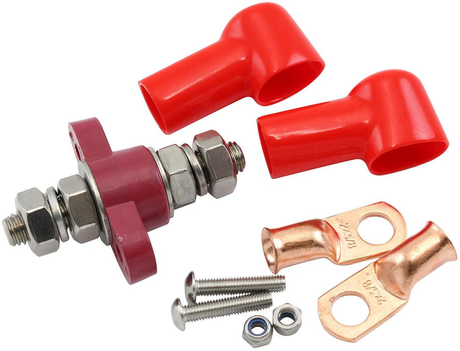 Single Red Electrical Terminal Bulkhead - M10 Stud  Sold Individual to suit Positive (Red) Terminal