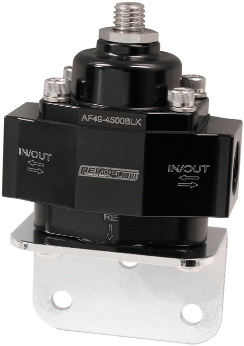 Billet Bypass Fuel Pressure Regulator 4.5-9psi Adjustable  Black Finish. 3/8" NPT Ports with Bottom Return