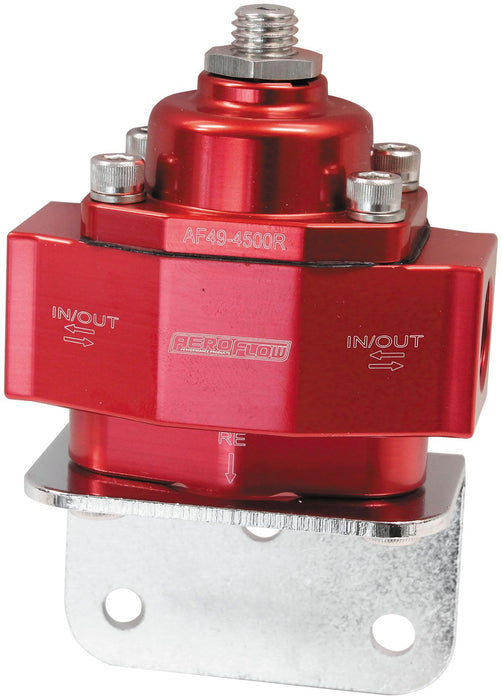 Billet Bypass Fuel Pressure Regulator 4.5-9psi Adjustable  Red Finish. 3/8" NPT Ports with Bottom Return