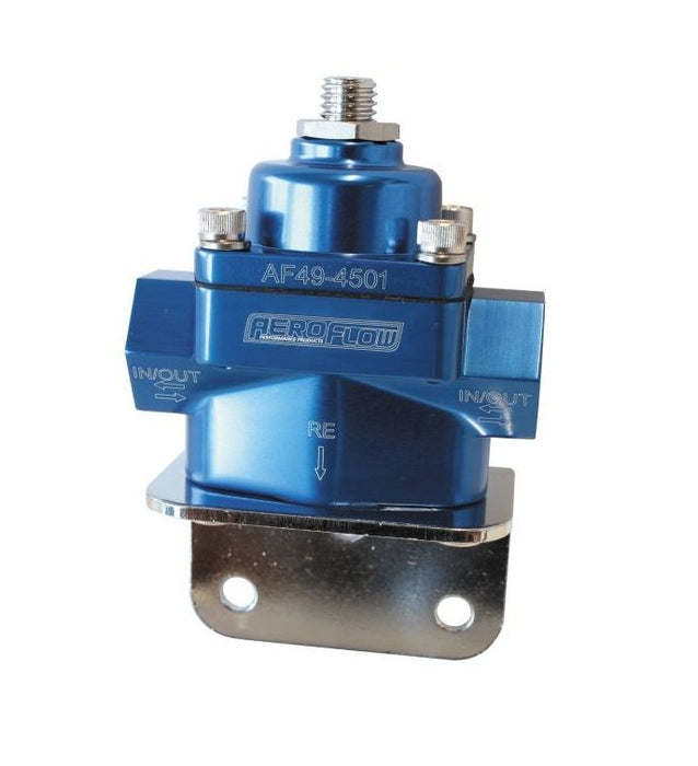 Billet Bypass Fuel Pressure Regulator 4.5-9psi Adjustable  Blue Finish. -8 ORB Ports with Bottom Return