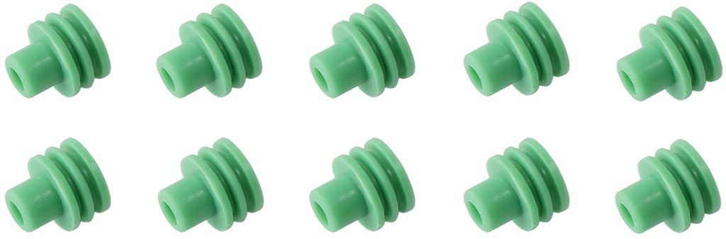 Replacement Weatherpack Wire Seal  Green Suit 14-16 AWG Wire, 10-Pack
