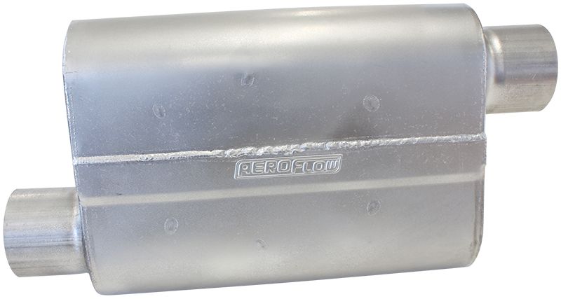 Aeroflow 5000 Series Mufflers - Offset Inlet/Offset Outlet  3" Inlet, 3" Outlet, 16 gauge Aluminised Steel, Chambered Construction