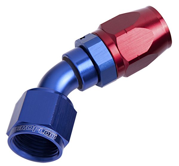 500 Series Cutter Swivel 45° Hose End -10AN  Blue/Red Finish. Suits 100 & 450 Series Hose