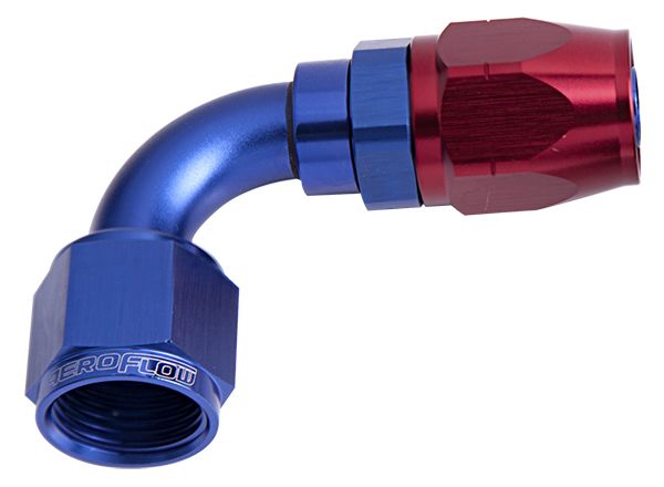 500 Series Cutter Swivel 90° Hose End -8AN  Blue/Red Finish. Suits 100 & 450 Series Hose