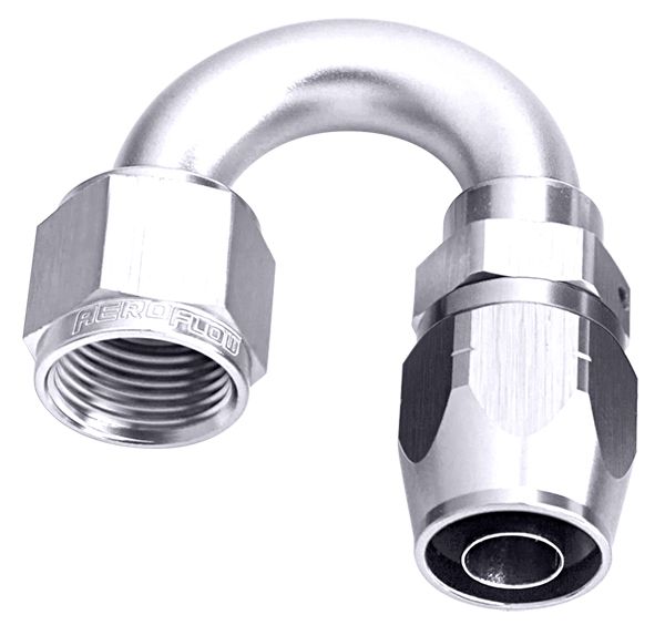 500 Series Cutter Swivel 180° Hose End -6AN  Silver Finish. Suits 100 & 450 Series Hose