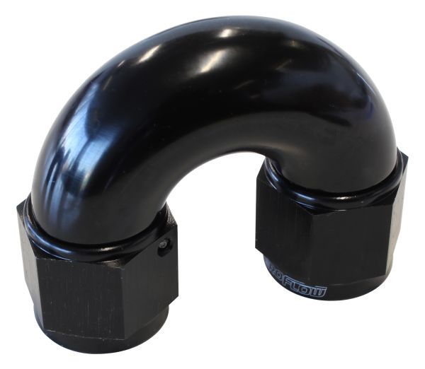 180° Full Flow Female Coupler -6AN  Black Finish