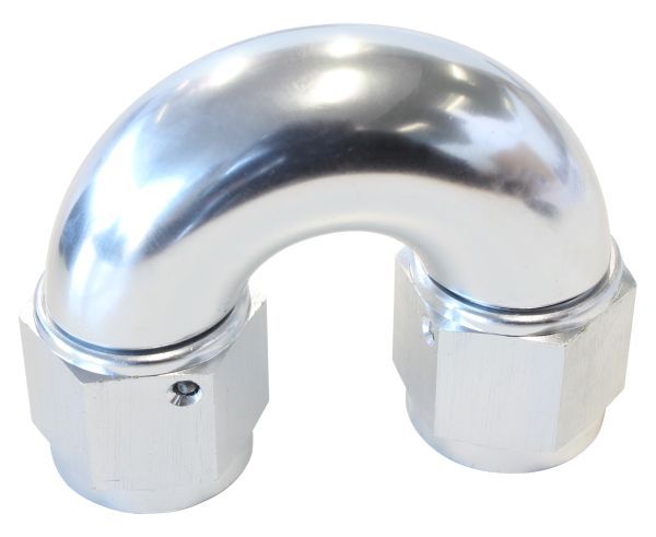 180° Full Flow Female Coupler -10AN  Silver Finish