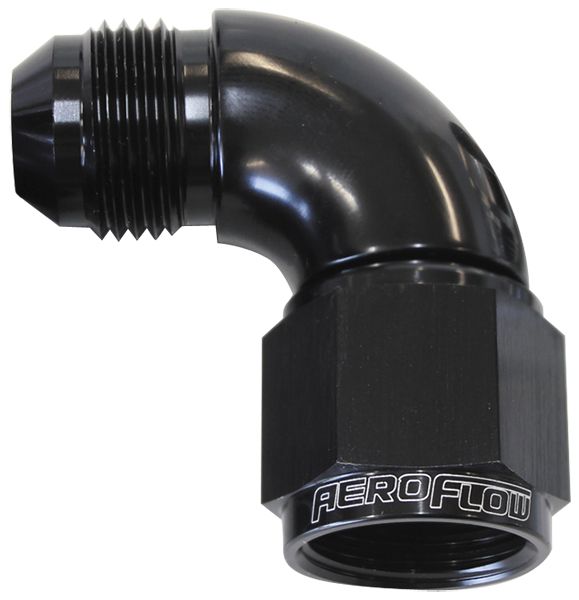 90° Full Flow Female/Male Flare Swivel -12AN Black Finish