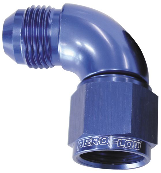 90° Full Flow Female/Male Flare Swivel -12AN Blue