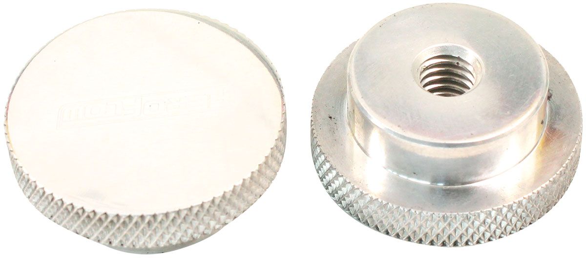 Polished Billet Air Cleaner Nut 1/4" UNC Low profile with a tall step down to suit Full Flow Air Cleaner Lid