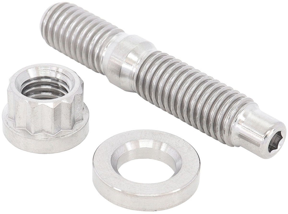 M8 x 1.25mm Titanium Stud, Nut and Washer Kit Sold as One Stud, One Flat Washer and One 12 Point Nut