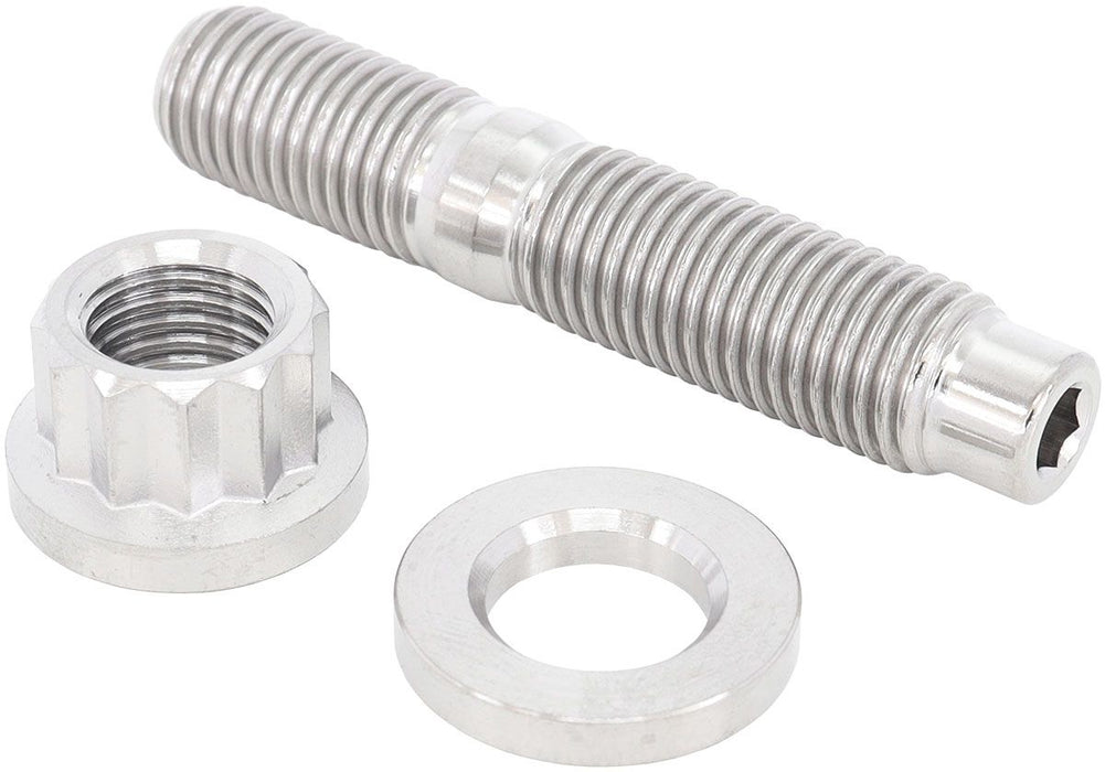 M10 x 1.25mm Titanium Stud, Nut and Washer Kit Sold as One Stud, One Flat Washer and One 12 Point Nut