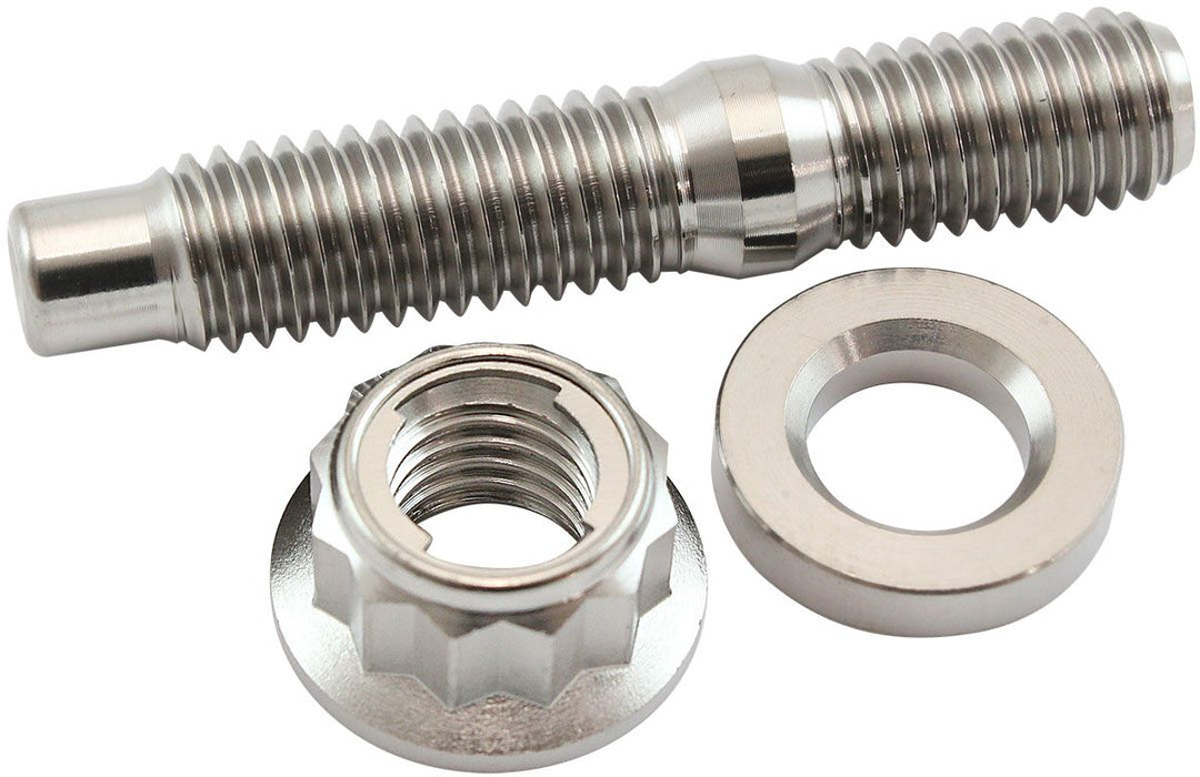 M8 x 1.25mm Titanium Stud, Locking Nut and Washer Kit Sold as One Stud, One Flat Washer and One 12 Point Locking Nut