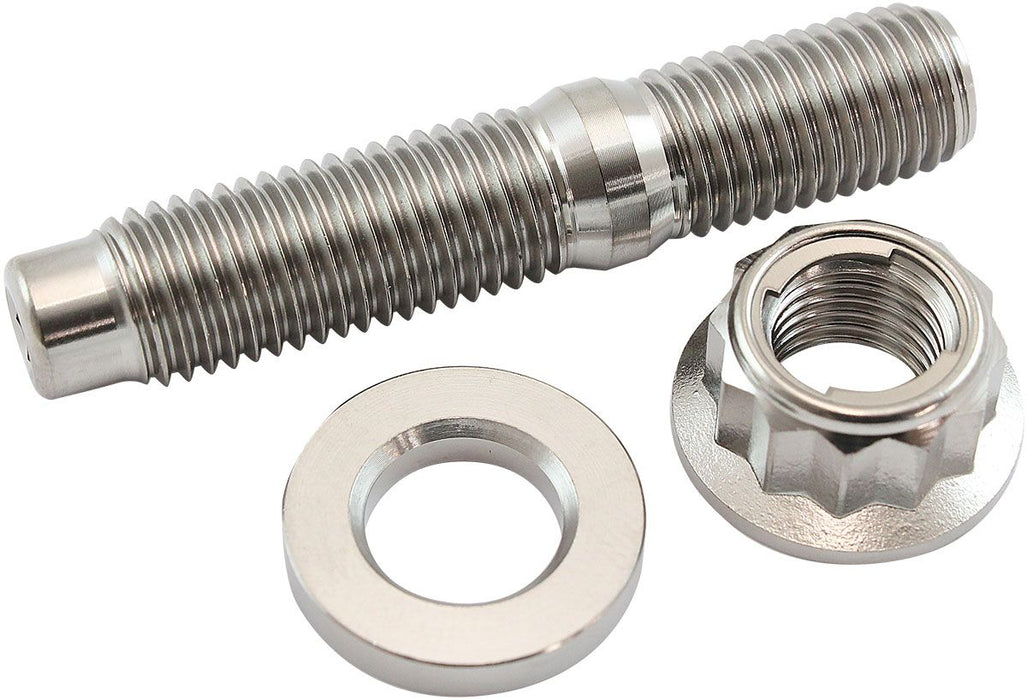 M10 x 1.25mm Titanium Stud, Locking Nut and Washer Kit Sold as One Stud, One Flat Washer and One 12 Point Locking Nut