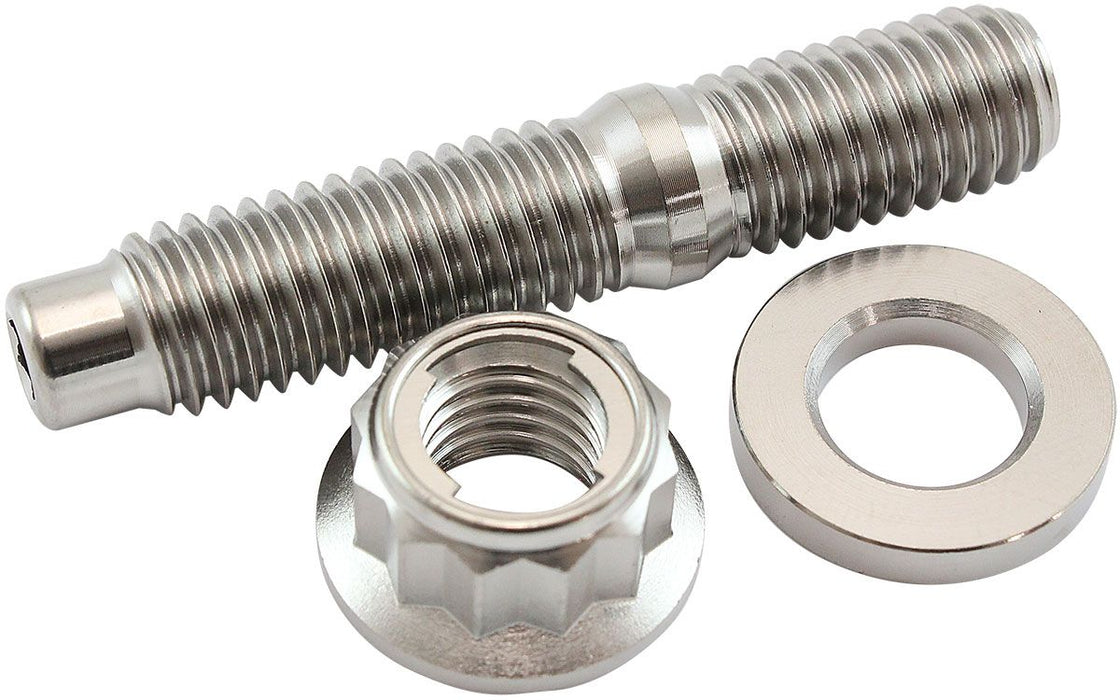 M10 x 1.50mm Titanium Stud, Locking Nut and Washer Kit Sold as One Stud, One Flat Washer and One 12 Point Locking Nut