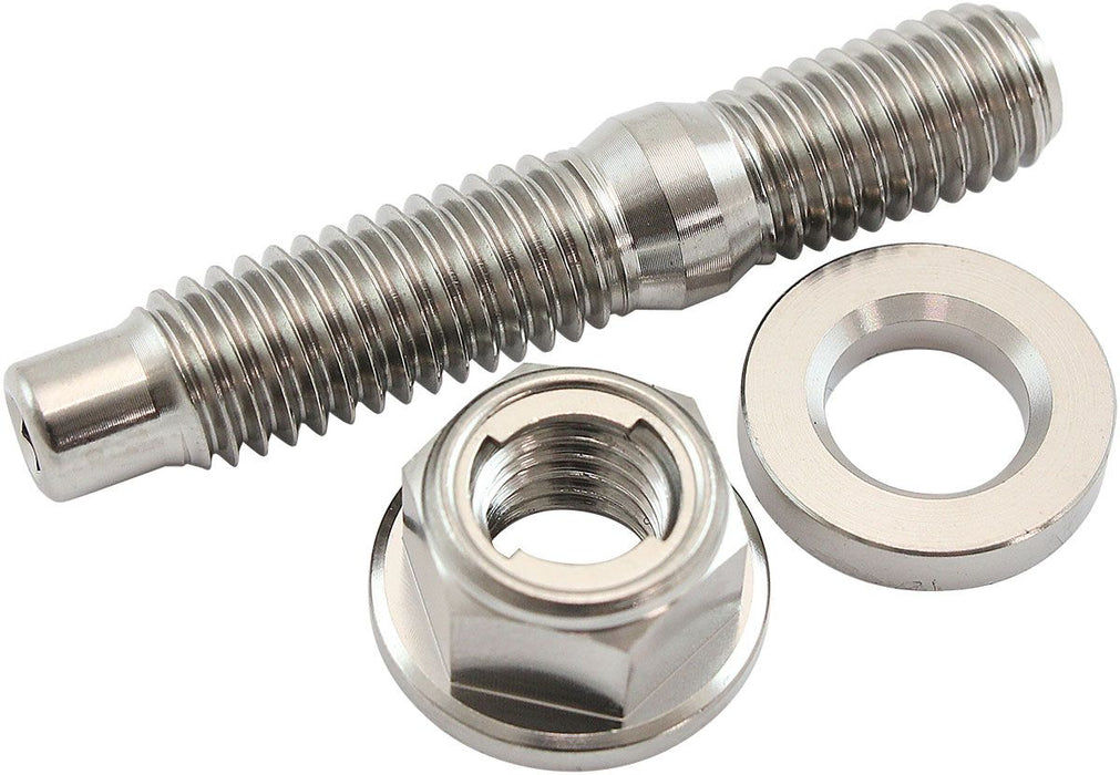 M8 x 1.25mm Titanium Stud, Locking Nut and Washer Kit Sold as One Stud, One Flat Washer and One 6 Point Hex Locking Nut