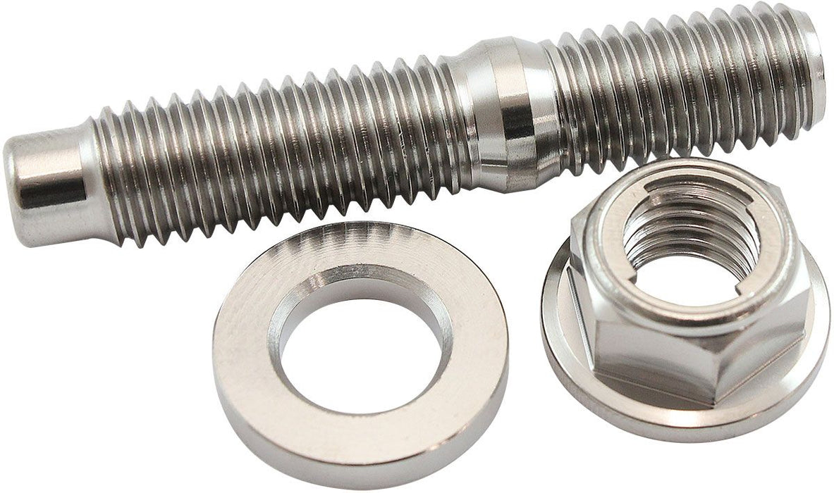 M10 x 1.50mm Titanium Stud, Locking Nut and Washer Kit Sold as One Stud, One Flat Washer and One 6 Point Hex Locking Nut