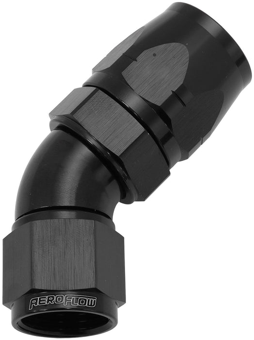 550 Series Cutter Style One Piece Swivel 45° Stepped Hose End -10AN to -12 Hose  Black Finish. Suits 100 & 450 Series Hose