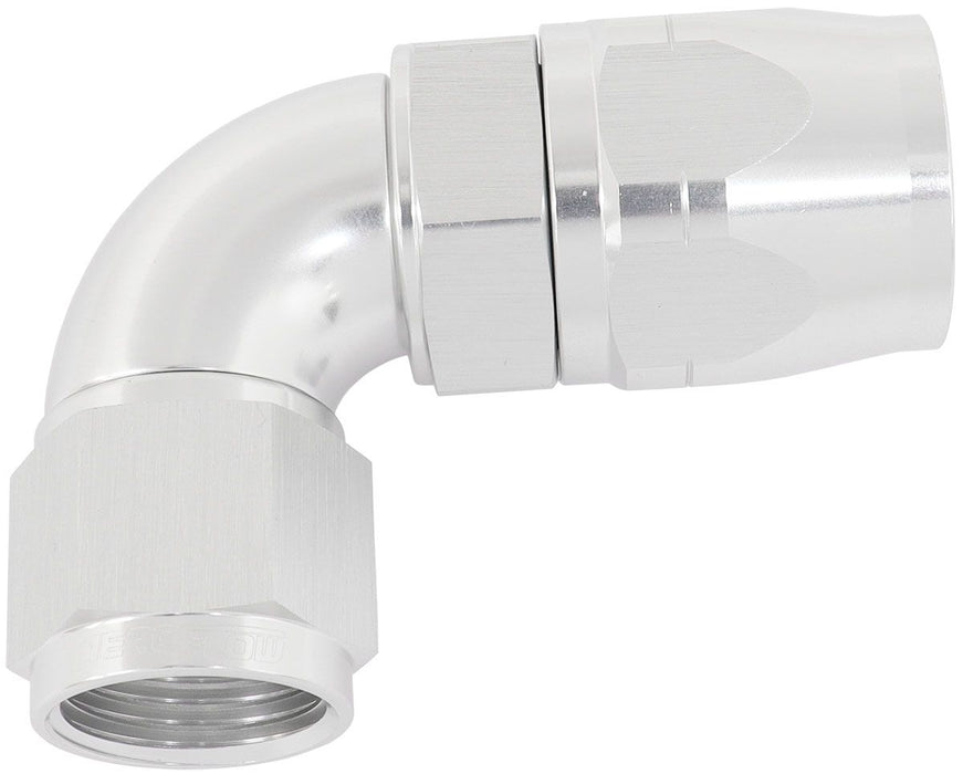 Aeroflow 550 Series Cutter Style One Piece Swivel 90C Stepped Hose End -10AN to -12 Hose Silver Finish. Suits 100 & 450 Series Hose