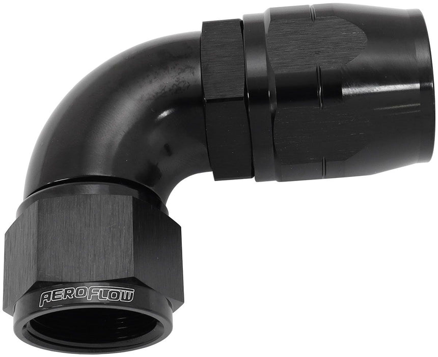 Aeroflow 550 Series Cutter Style One Piece Swivel 90C Stepped Hose End -12AN to -16 Hose Black Finish. Suits 100 & 450 Series Hose