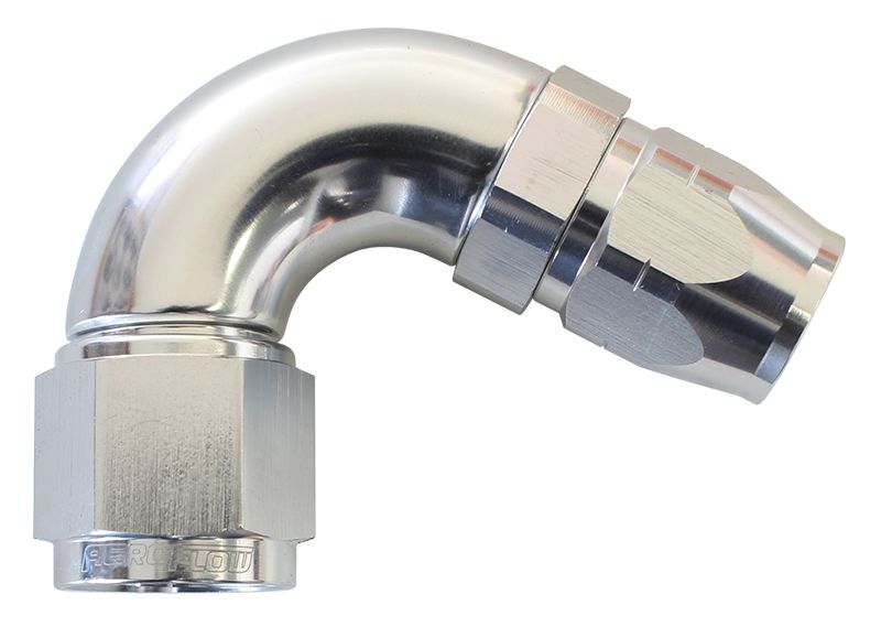 550 Series Cutter Style One Piece Swivel 120° Stepped Hose End -12AN to -16 Hose  Silver Finish. Suits 100 & 450 Series Hose