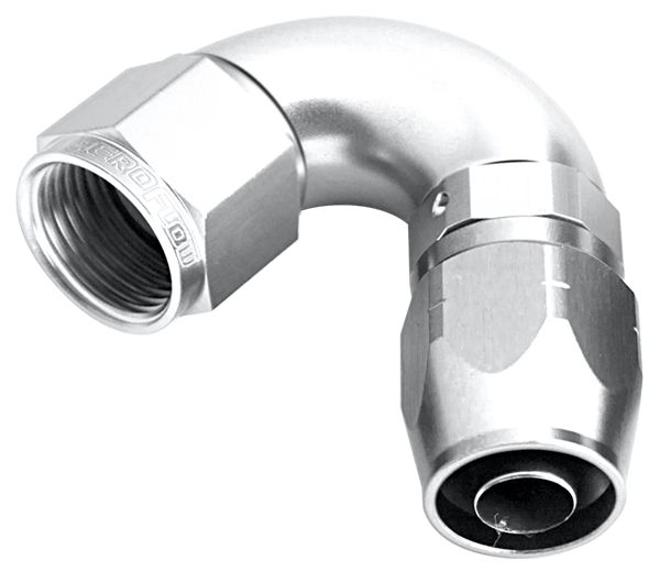 550 Series Cutter One-Piece Full Flow Swivel 120° Hose End -16AN  Silver Finish. Suits 100 & 450 Series Hose
