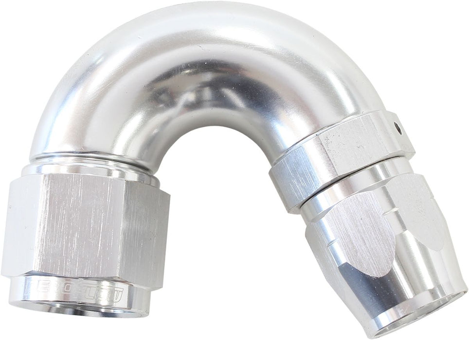 550 Series Cutter Style One Piece Swivel 150° Stepped Hose End -8AN to -6 Hose  Silver Finish. Suits 100 & 450 Series Hose