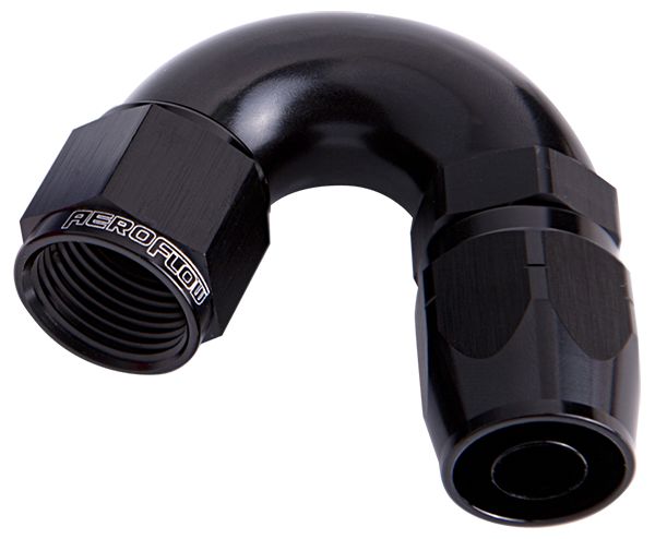 550 Series Cutter One-Piece Full Flow Swivel 150° Hose End -6AN  Black Finish. Suits 100 & 450 Series Hose