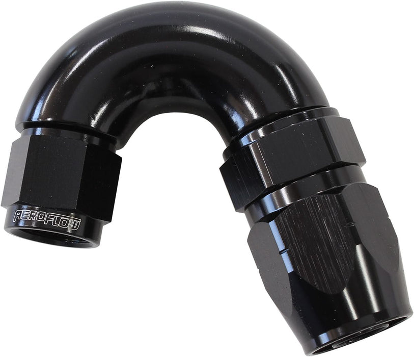550 Series Cutter Style One Piece Swivel 150° Stepped Hose End -6AN to -8 Hose  Black Finish. Suits 100 & 450 Series Hose