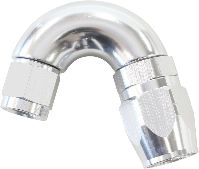 550 Series Cutter Style One Piece Swivel 150° Stepped Hose End -6AN to -8 Hose  Silver Finish. Suits 100 & 450 Series Hose