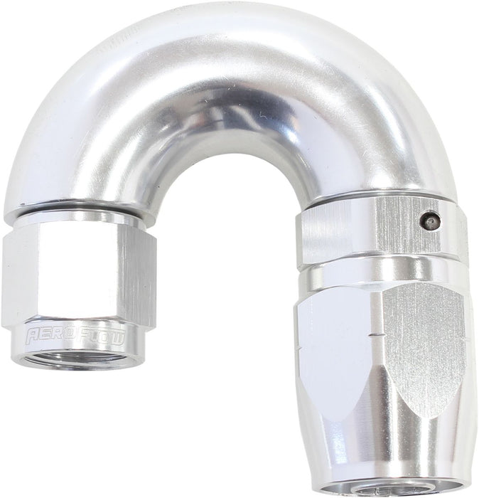 550 Series Cutter Style One Piece Swivel 180° Stepped Hose End -6AN to -8 Hose  Silver Finish. Suits 100 & 450 Series Hose