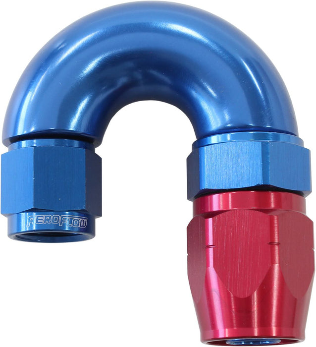 550 Series Cutter Style One Piece Swivel 180° Stepped Hose End -6AN to -8 Hose  Blue/Red Finish. Suits 100 & 450 Series Hose