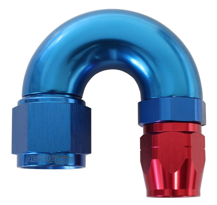550 Series Cutter Style One Piece Swivel 180° Stepped Hose End -16AN to -12 Hose  Blue/Red Finish. Suits 100 & 450 Series Hose