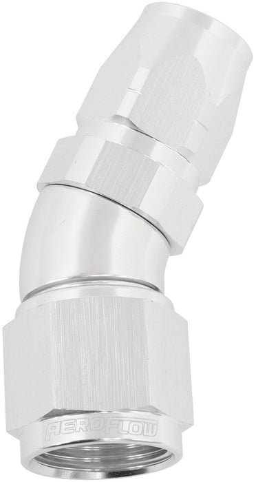 550 Series Cutter Style One Piece Swivel 30° Stepped Hose End -8AN to -6 Hose  Silver Finish. Suits 100 & 450 Series Hose